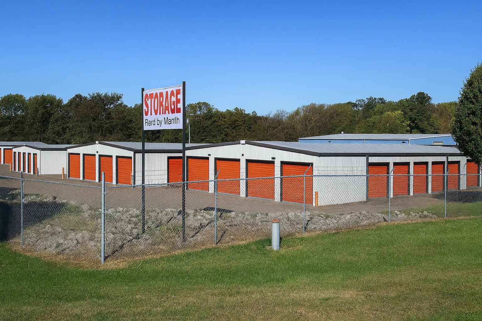 Exterior view of Storage Plus secure self-storage facility in Gallatin TN with drive-up storage units